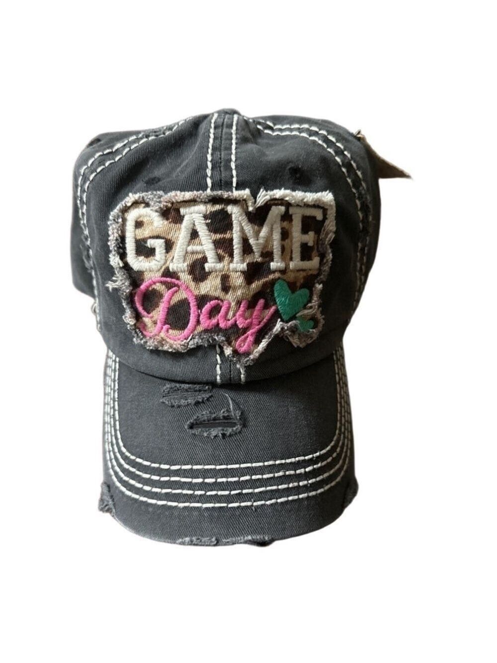 NWT Game Day Black Leopard Print Boutique Baseball Cap.